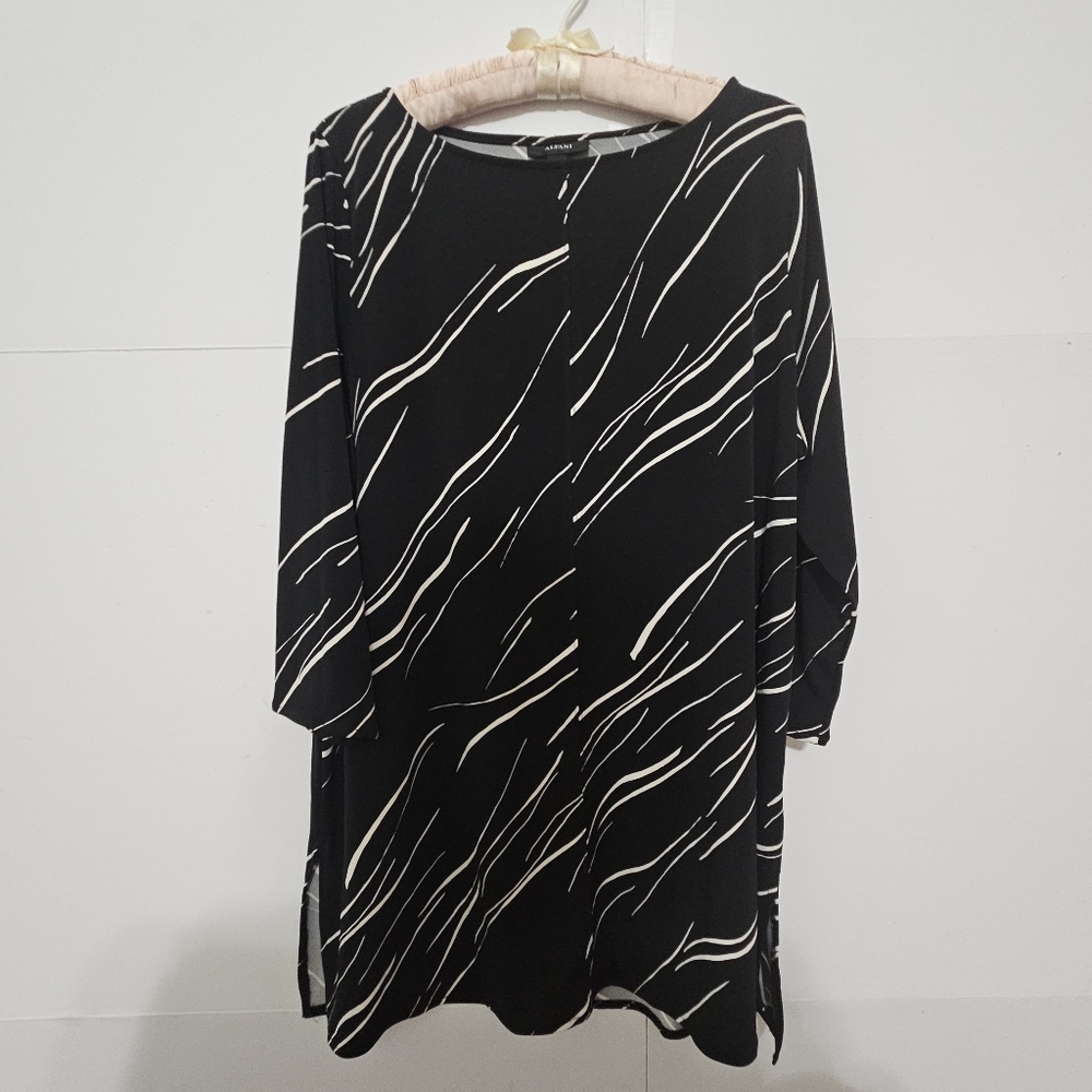 Alfani Size L Black Long-Sleeved Womens Wide Crew Neck Long Dress Shirt  Blouse - Picture 15 of 16